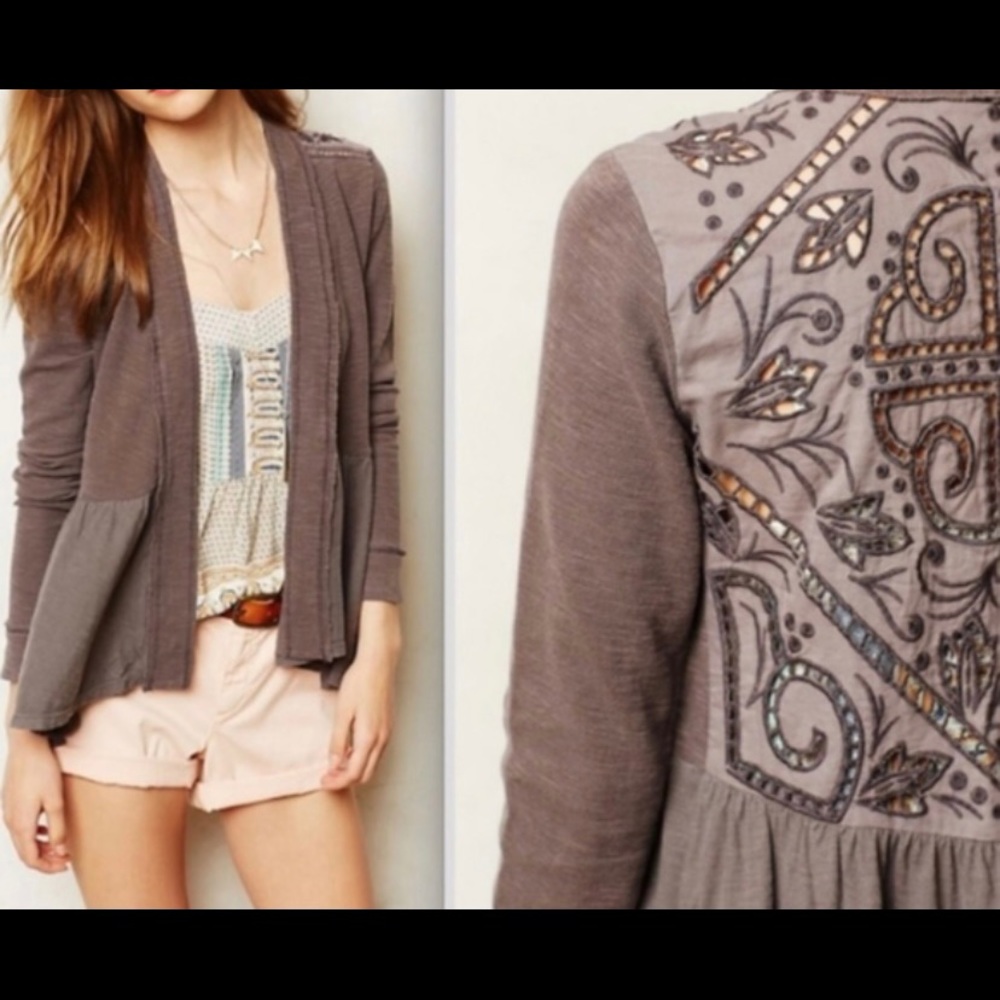 Anthropologie XS Embellished Cardigan